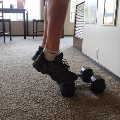 Patient uses weights as a substitute for stairs
